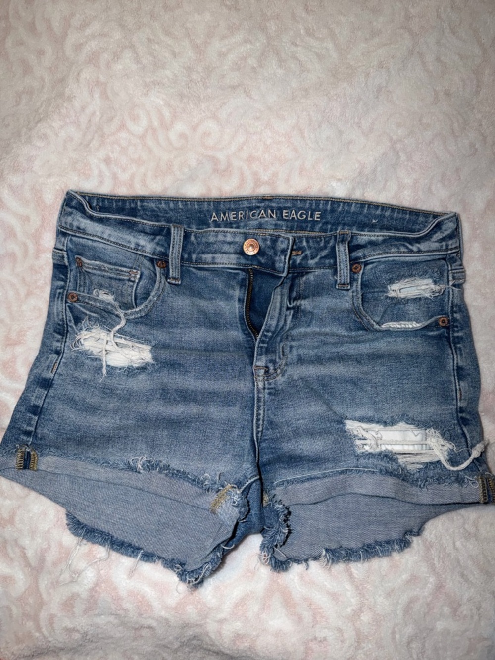American Eagle Outfitters Light Blue Distressed Denim Cutoff Shorts